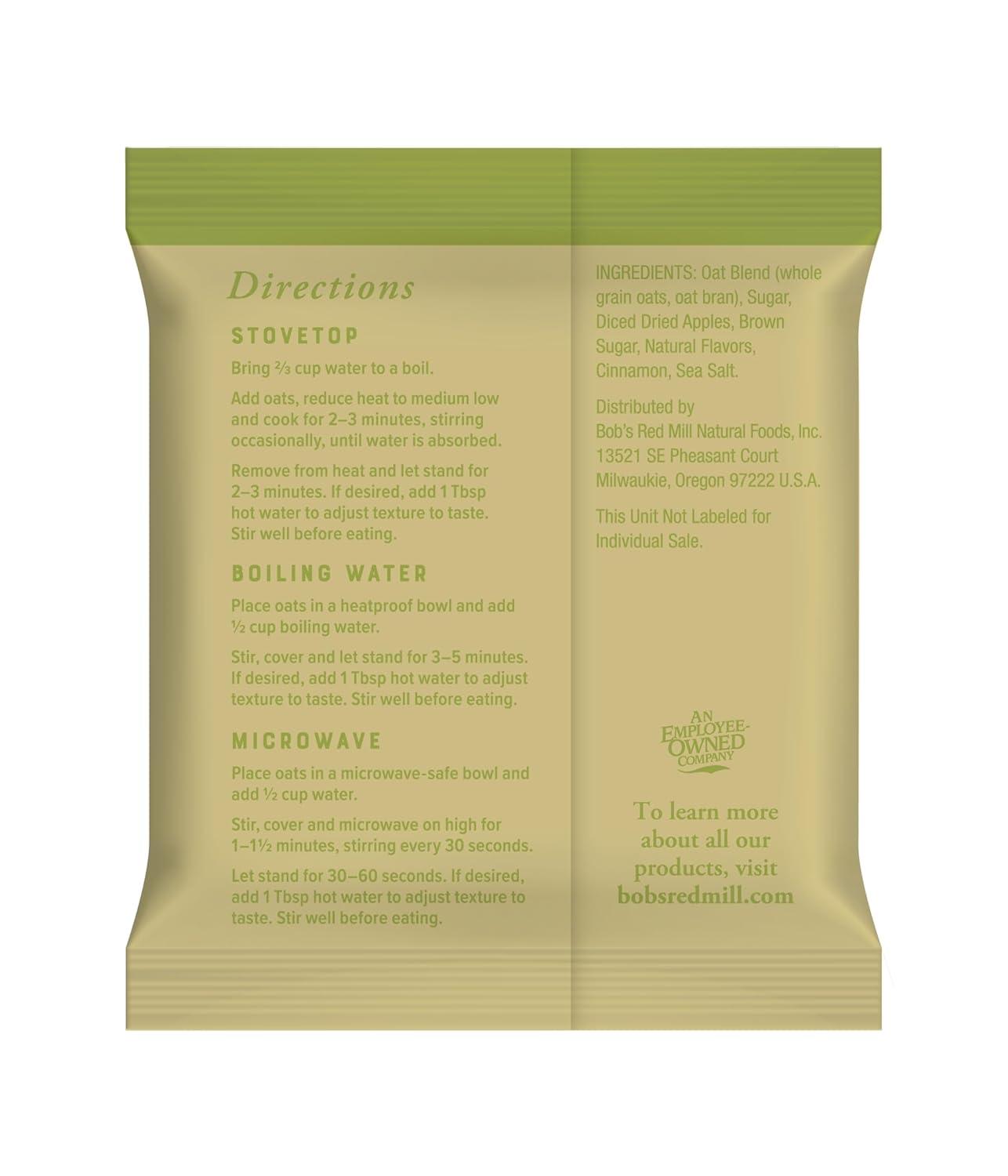 image:imageBobs Red Mill Instant Oatmeal Packets Classic 6 Packets Total 1 Box6 Packets per Box NonGMO Gluten Free Whole GrainApple Cinnamon