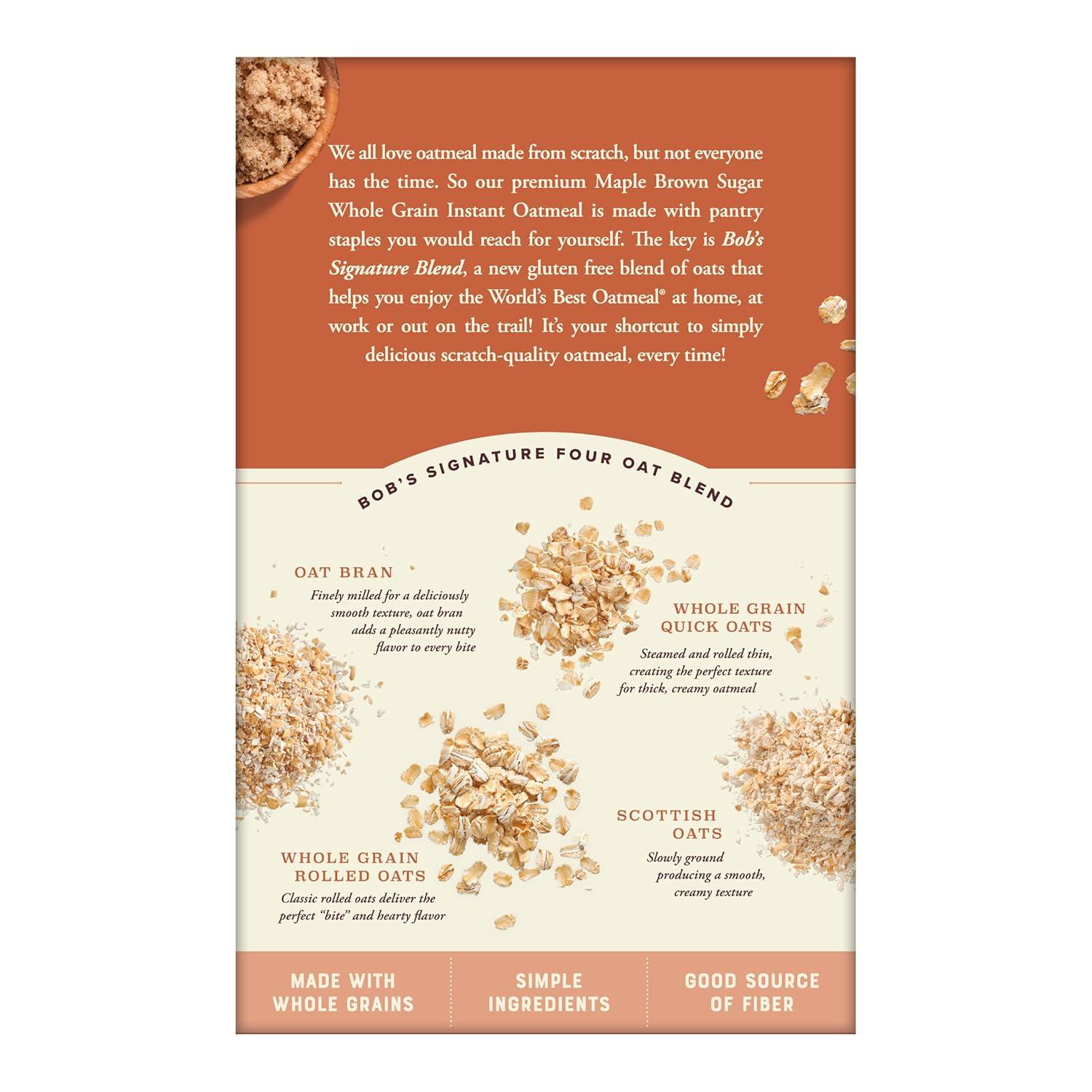 image:imageBobs Red Mill Instant Oatmeal Packets Classic 6 Packets Total 1 Box6 Packets per Box NonGMO Gluten Free Whole GrainMaple Brown Sugar