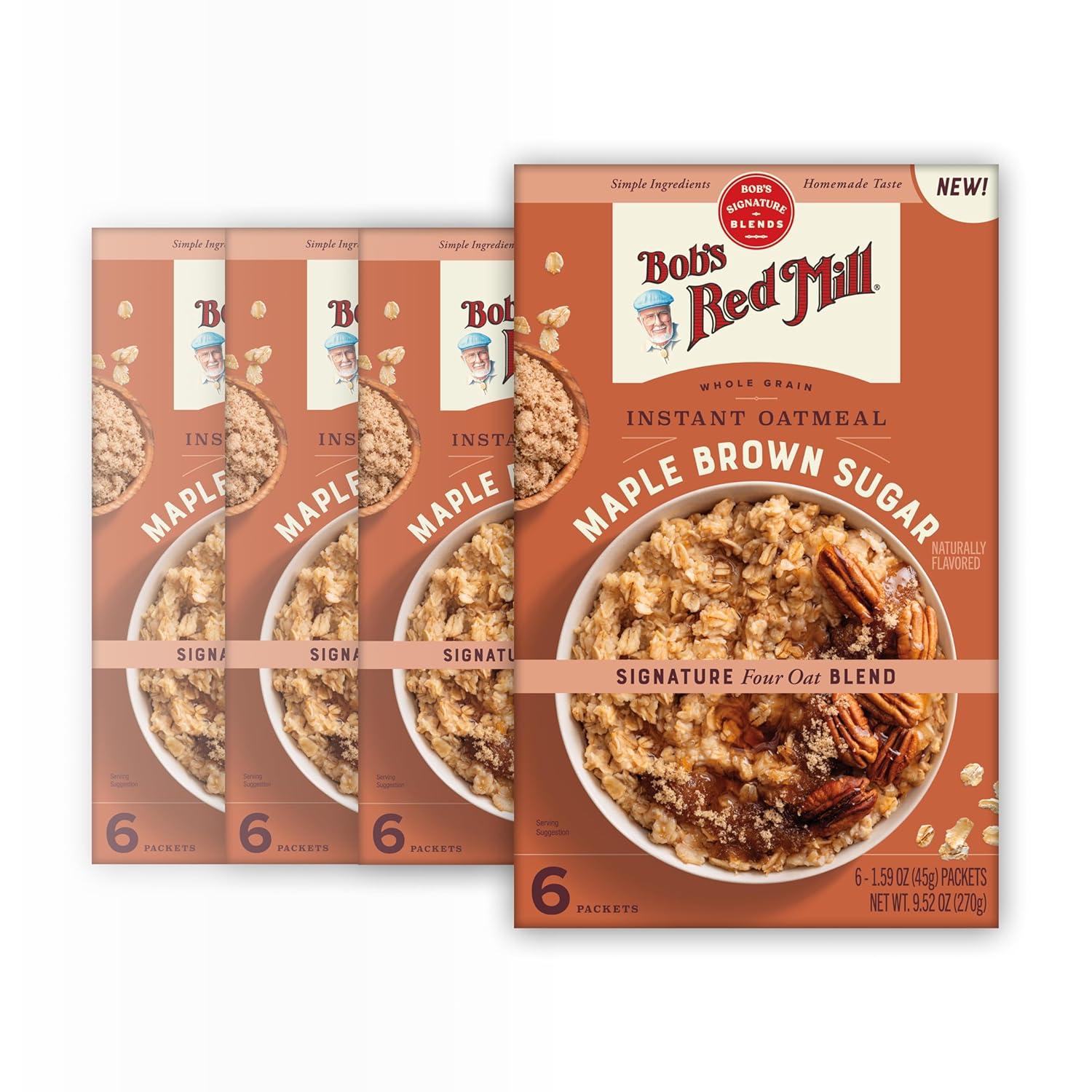 image:imageBobs Red Mill Instant Oatmeal Packets Classic 6 Packets Total 1 Box6 Packets per Box NonGMO Gluten Free Whole GrainMaple Brown Sugar