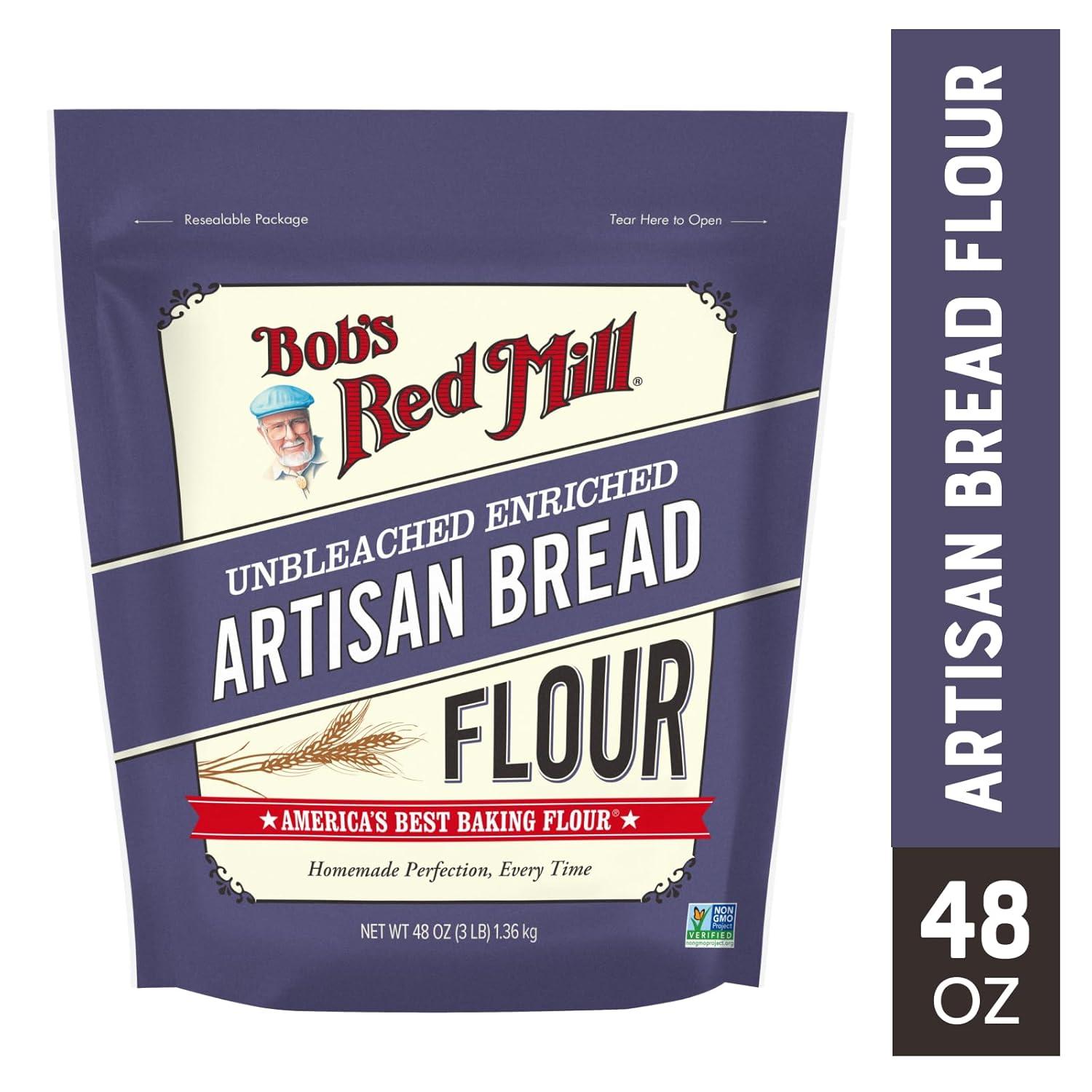 image:imageBobs Red Mill Artisan Bread Flour 3 Pound Pack of 4 Unbleached Unbromated NonGMO VeganArtisan Bread Flour