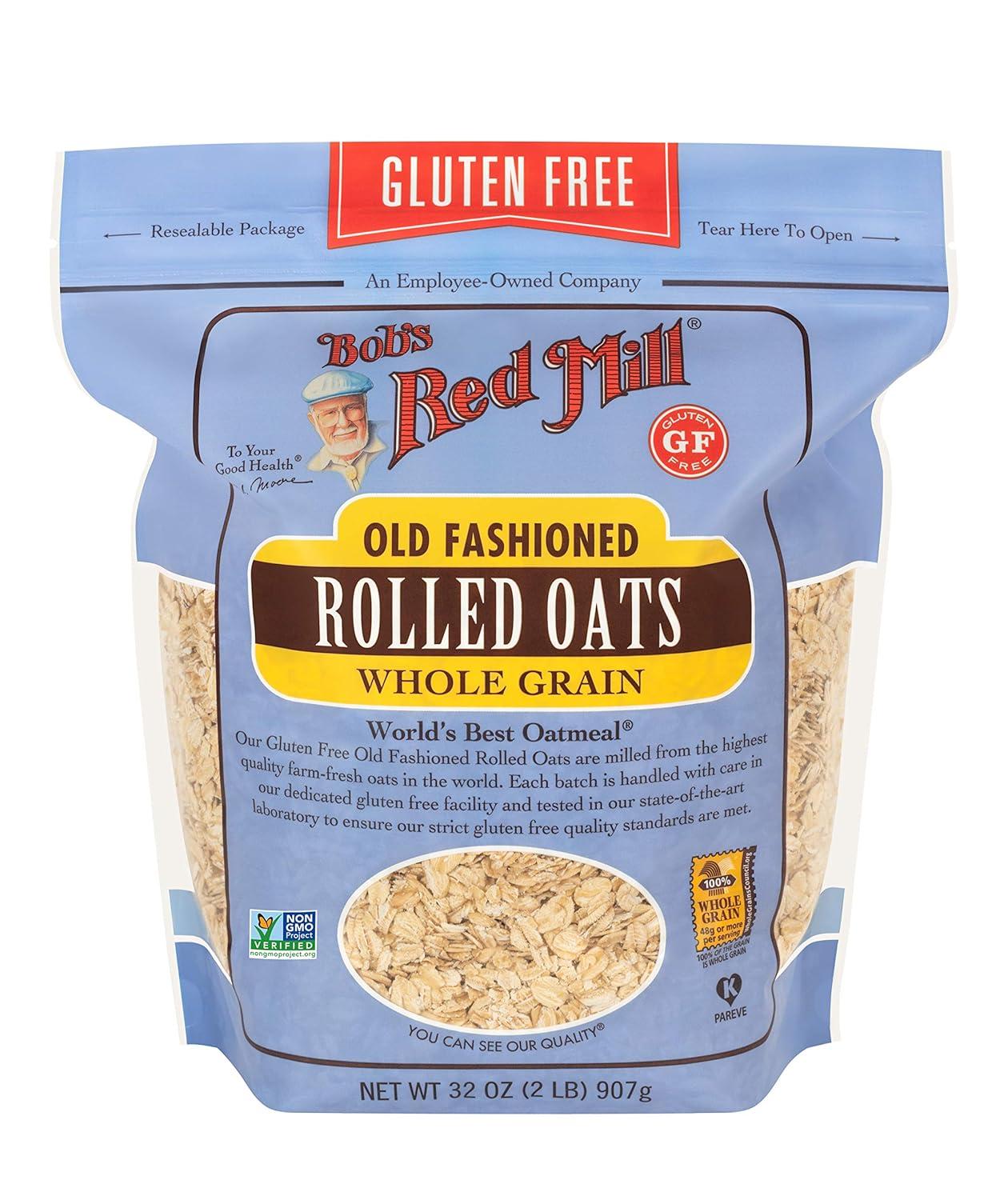 image:imageBobs Red Mill Gluten Free Old Fashioned Rolled Oats 32oz Pack of 4 Non GMO Whole Grain Vegan KosherGF Old Fashioned