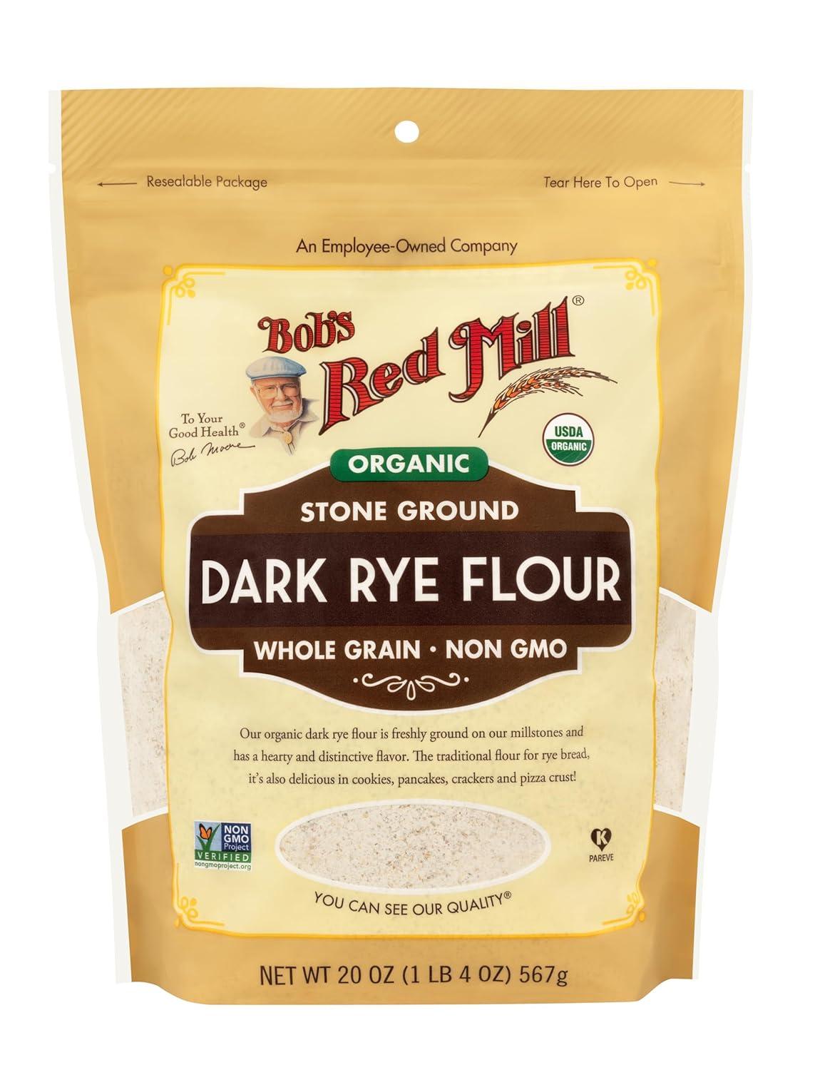 image:imageBobs Red Mill Organic Dark Rye Flour 20oz Pack of 4 Non GMO Whole Grain Vegan KosherOG Dark Rye Flour