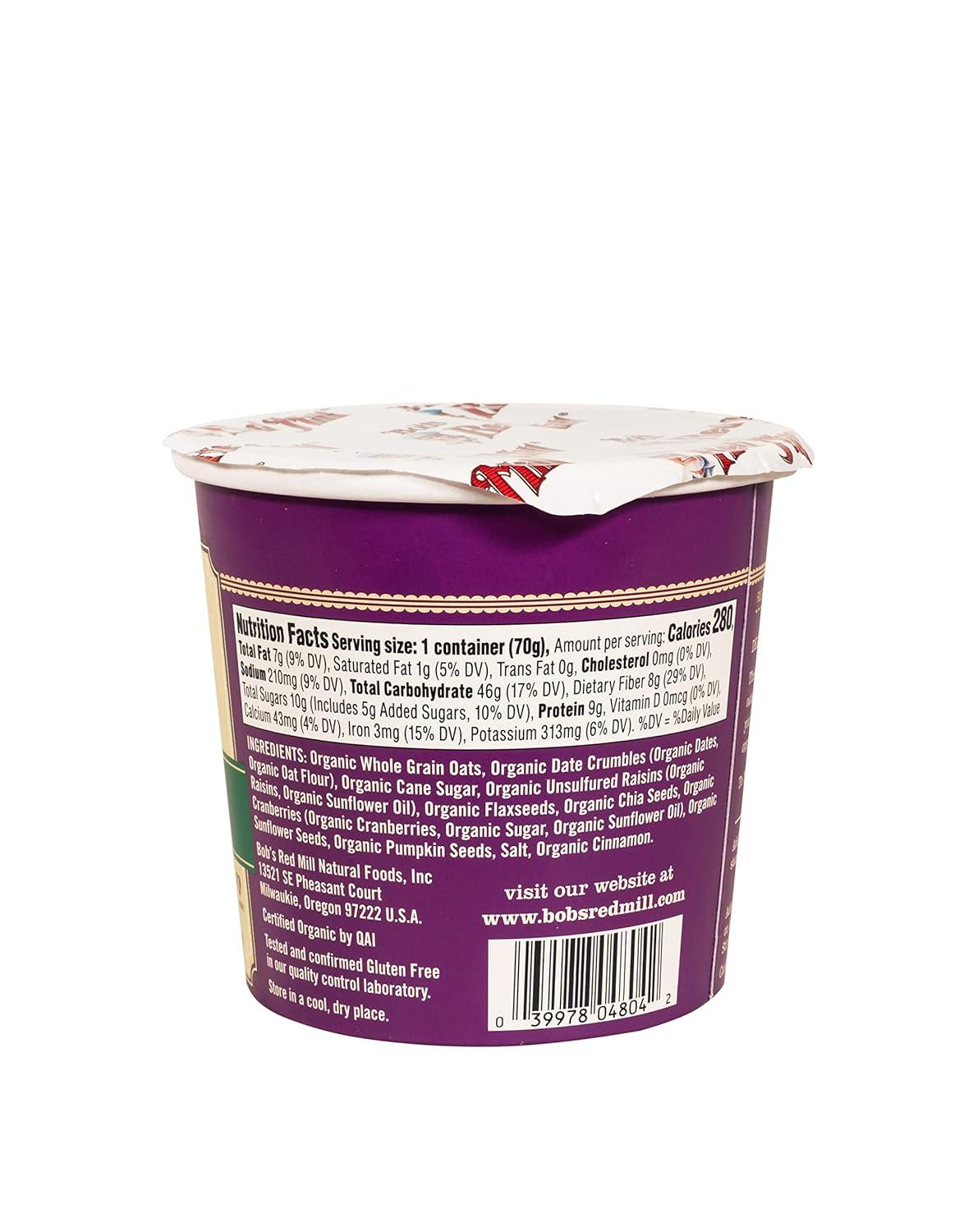 image:imageBobs Red Mill Organic Oat Cup Classic 1 cup Pack of 12 Non GMO Whole Grain KosherFruit Seed