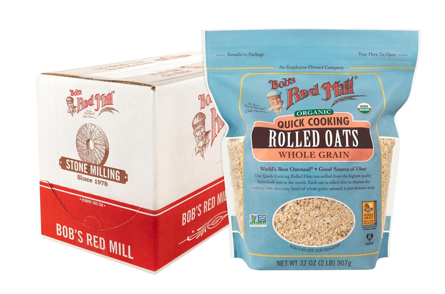 image:imageBobs Red Mill Organic Quick Cooking Rolled Oats 32oz Pack of 4 Non GMO Whole Grain Vegan KosherOG Quick