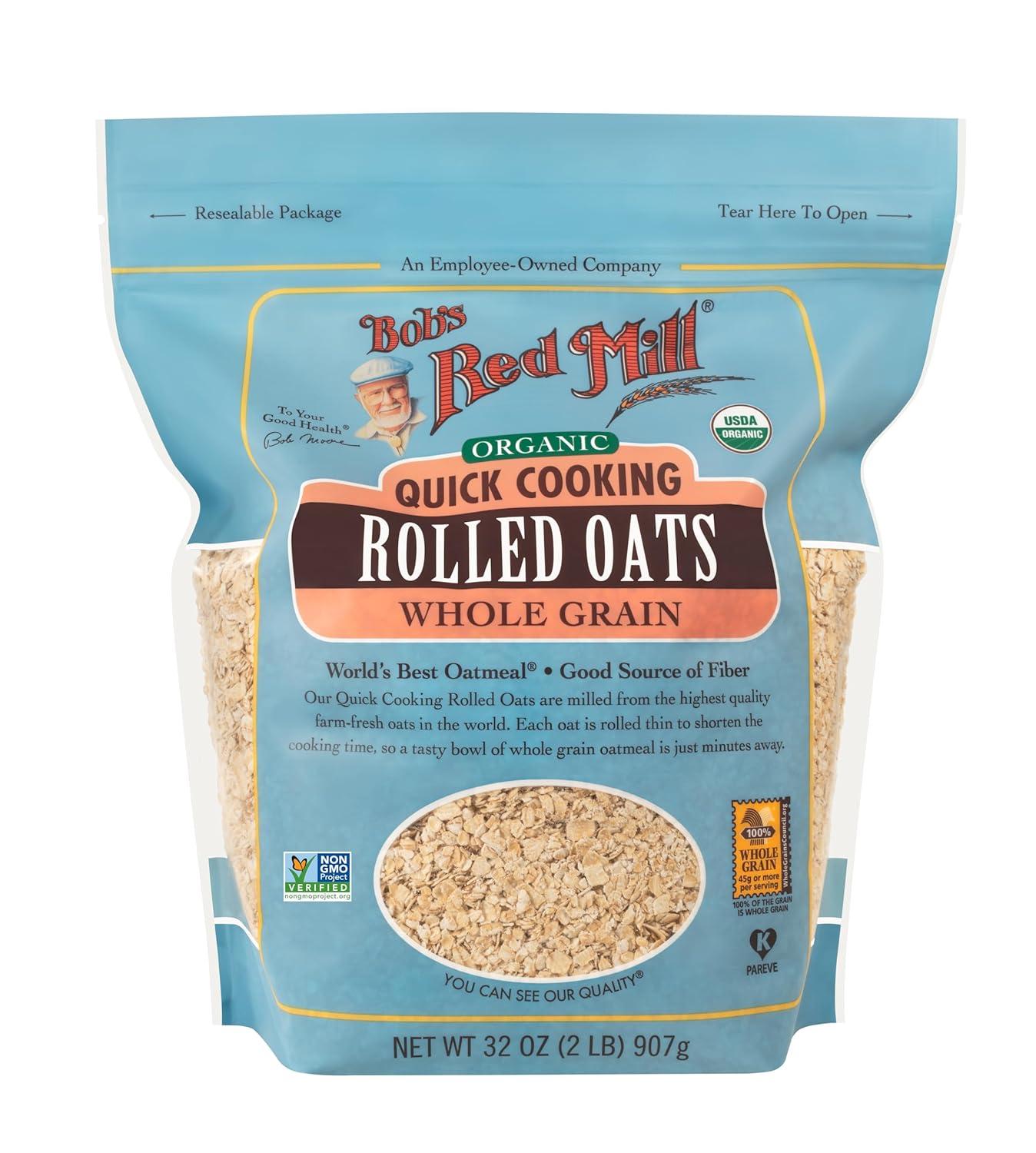 image:imageBobs Red Mill Organic Quick Cooking Rolled Oats 32oz Pack of 4 Non GMO Whole Grain Vegan KosherOG Quick