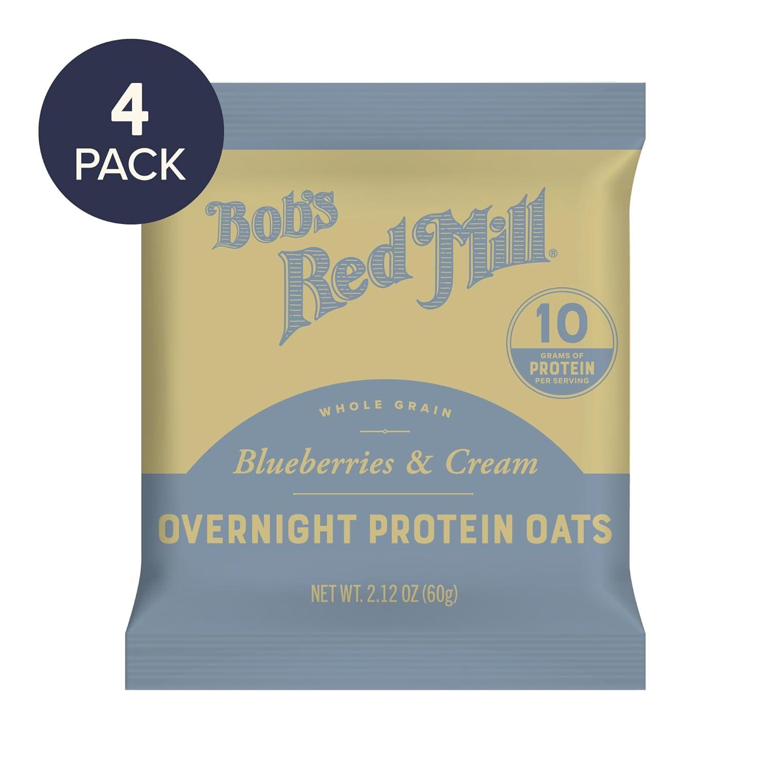 image:imageBobs Red Mill Overnight Protein Oat Vanilla Almond 16 Packets Total 4 Boxes4 Packets per Box NonGMO Gluten Free Whole GrainBlueberries Cream