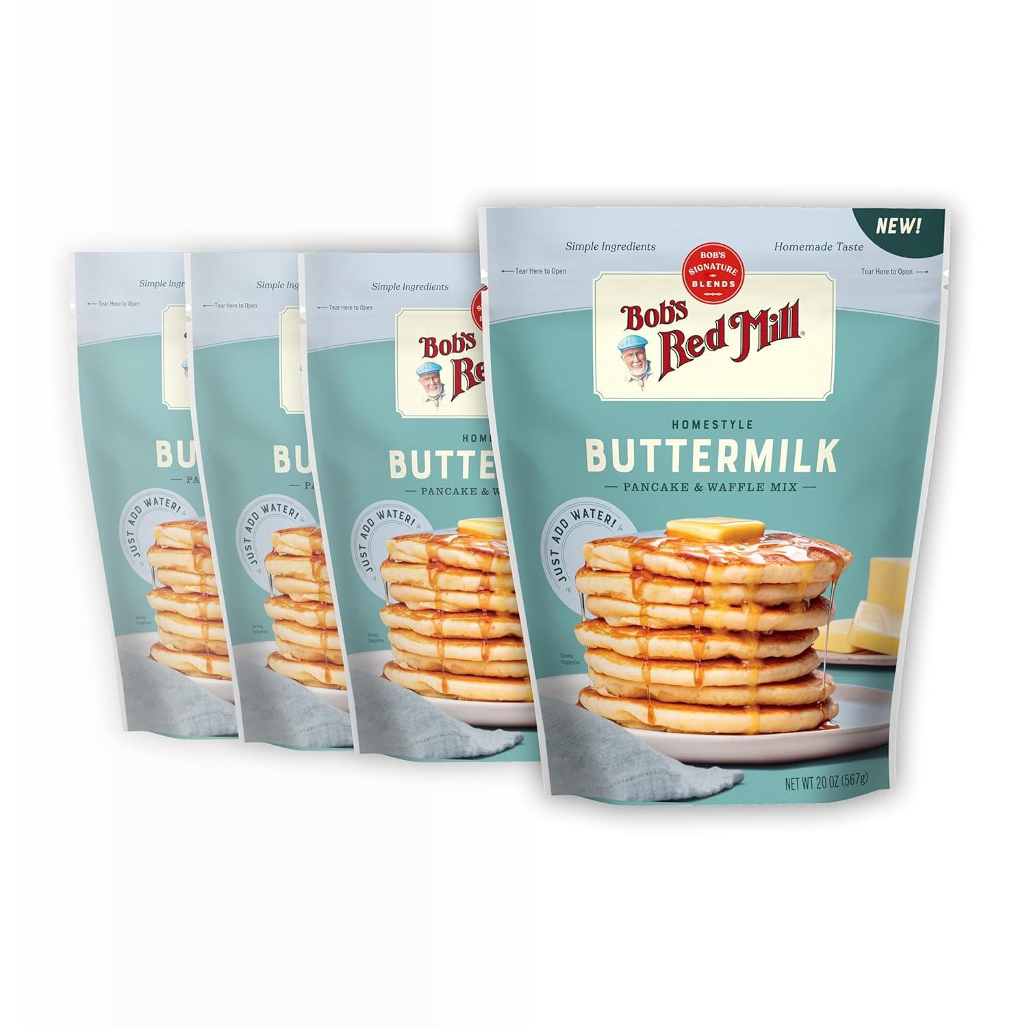 image:imageBobs Red Mill Signature Buttermilk Pancake Mix 20oz Pack of 4 Just Add Water Makes 3240 Pancakes per BagButtermilk