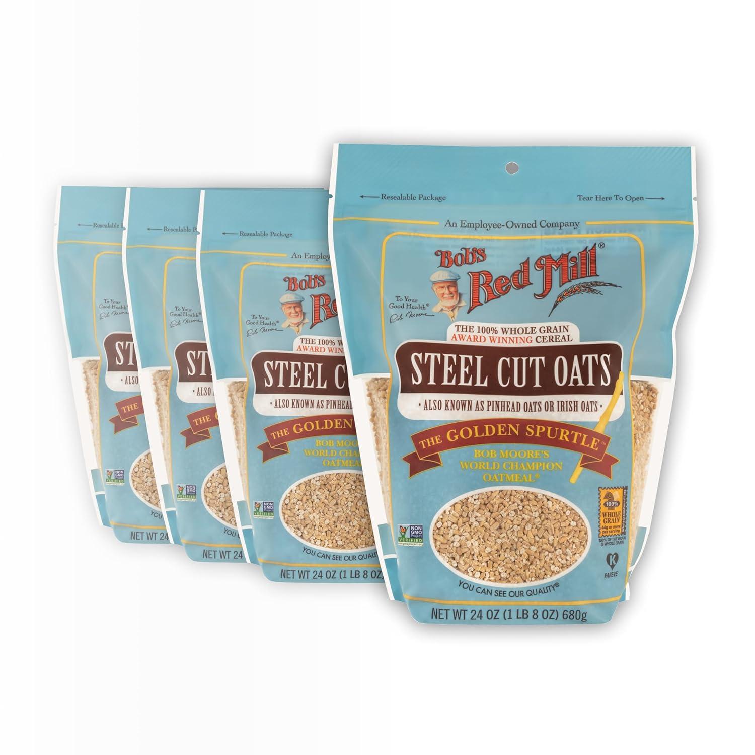 image:imageBobs Red Mill Steel Cut Oats 24oz Pack of 4 Non GMO Whole Grain Vegan KosherSteel Cut Oats