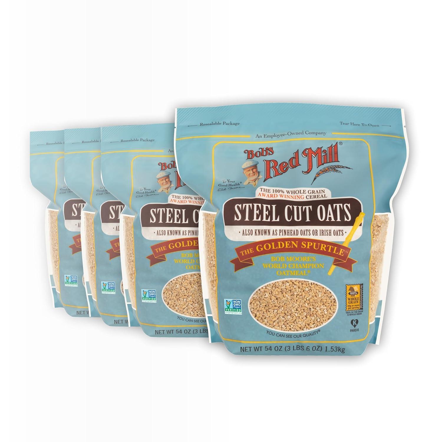 image:imageBobs Red Mill Steel Cut Oats 24oz Pack of 4 Non GMO Whole Grain Vegan KosherSteel Cut Oats