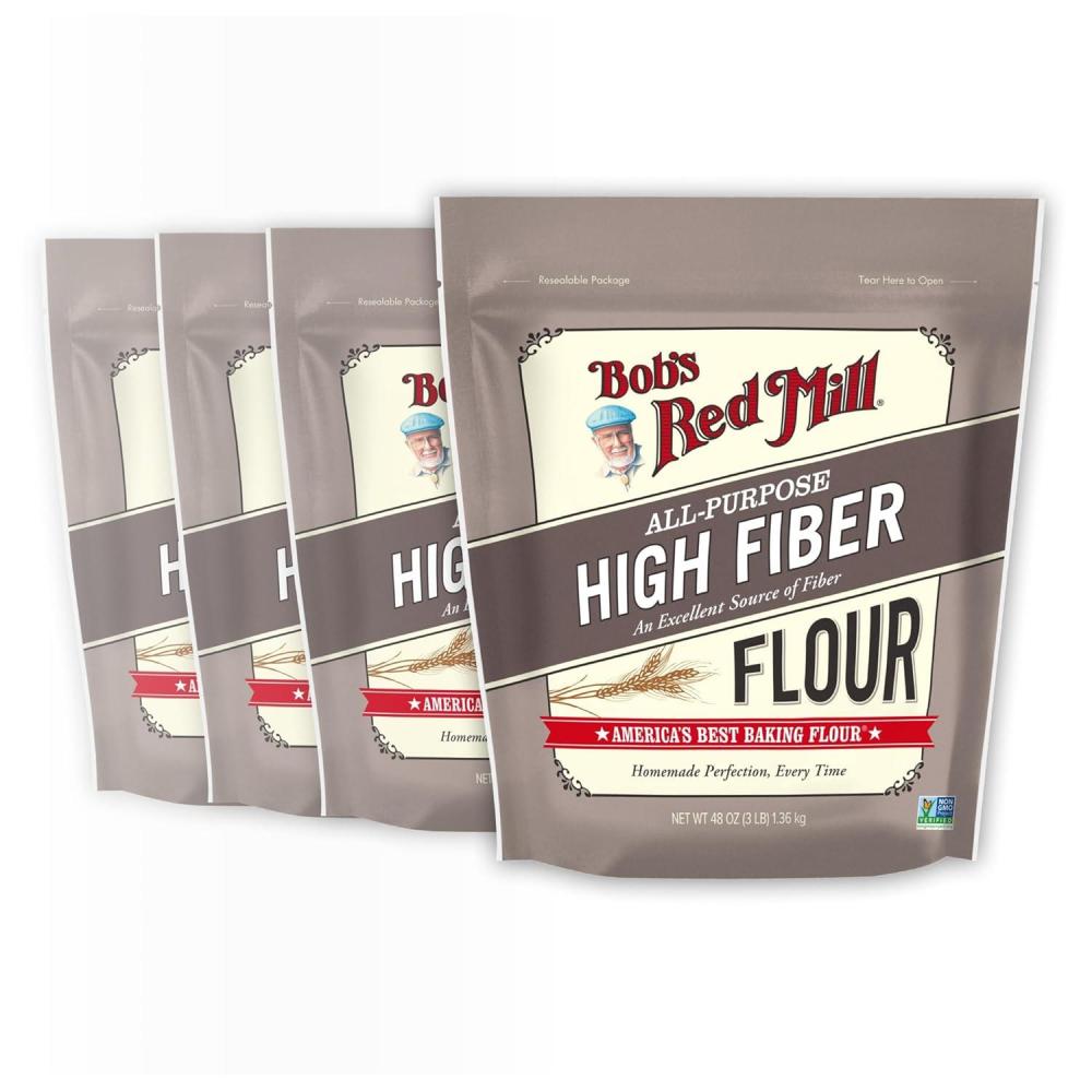 image:imageBobs Red Mill All Purpose High Fiber Flour  3 lb Bag 1to1 Baking Substitute Excellent Source of Fiber NonGMO Kosher48 Ounce Pack of 4