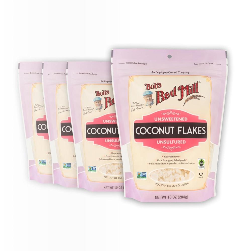 image:imageBobs Red Mill Coconut Flakes 10oz Pack of 4  Non GMO Fair Trade Certified Vegan Paleo Friendly Keto Friendly Kosher10 Ounce Pack of 4