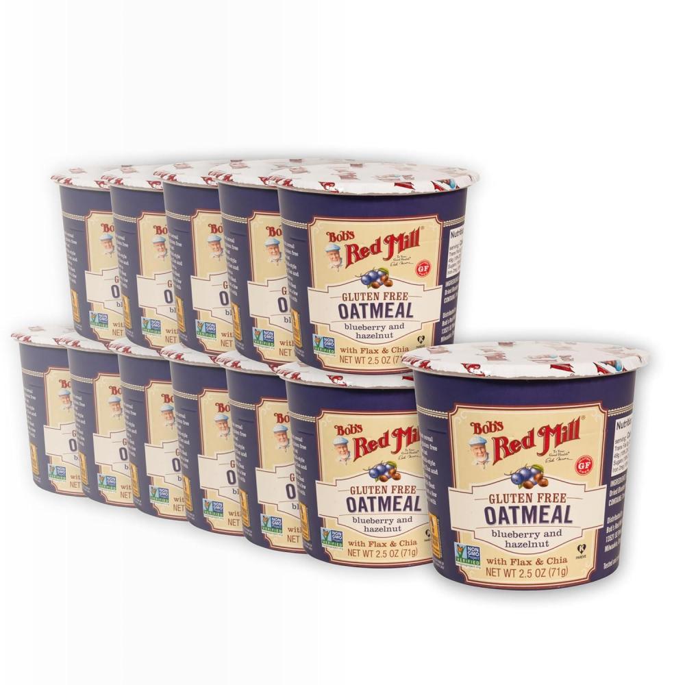 image:imageBobs Red Mill GF Oatmeal Cup Blueberry amp Hazelnut 25 Ounce Cup Pack of 12 NonGMO Whole Grain Kosher