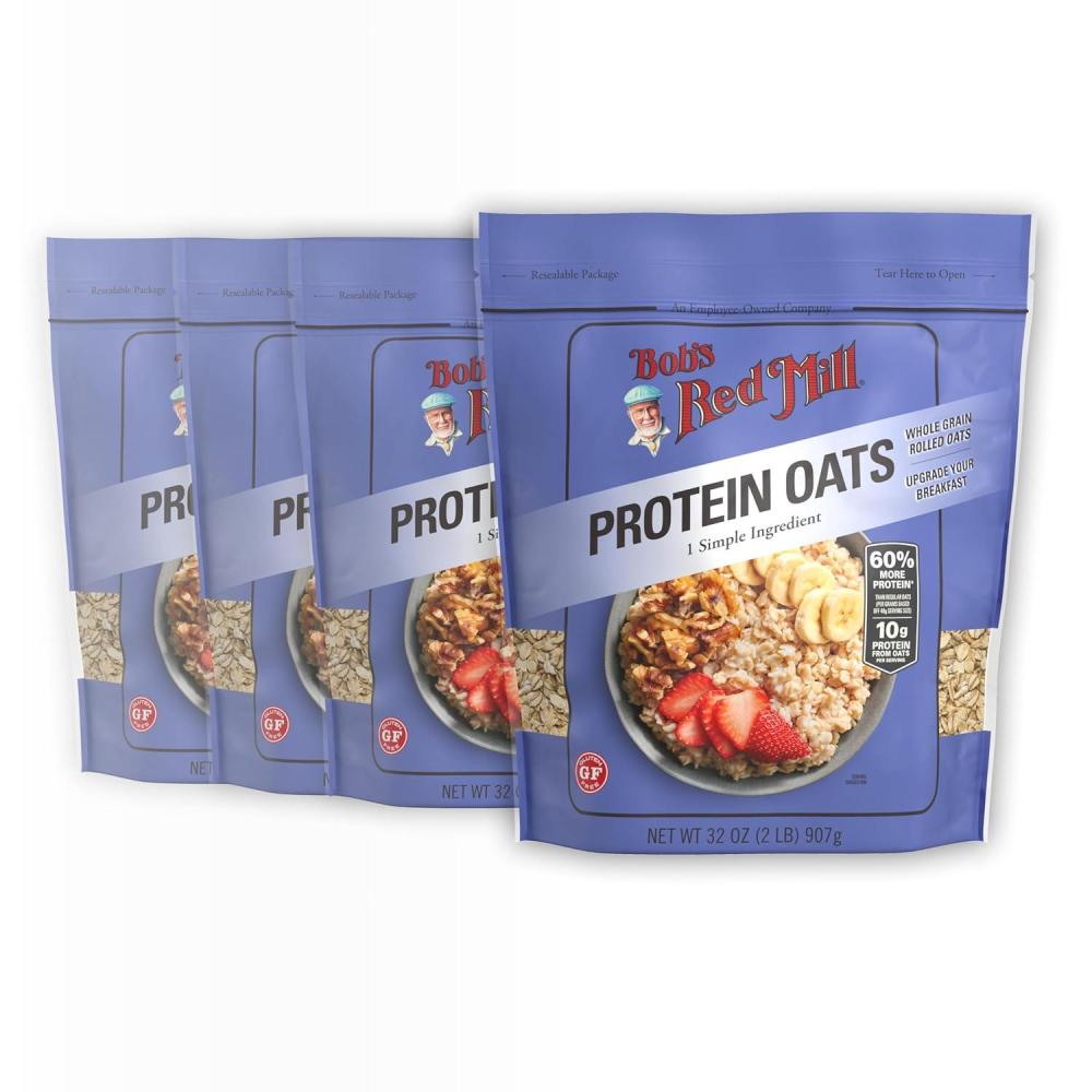 image:imageBobs Red Mill Gluten Free Protein Oats 32oz Pack of 4 10g ProteinServing Non GMO Whole Grain Vegan Kosher