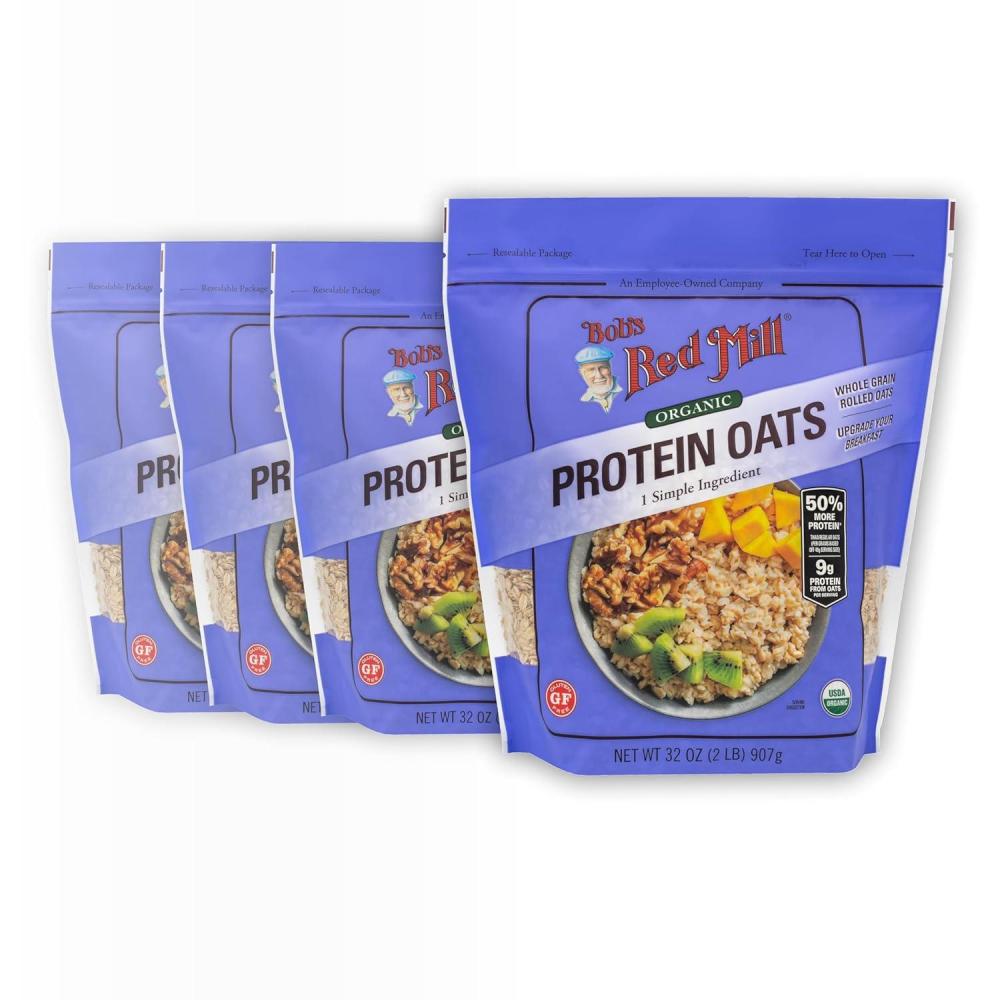 image:imageBobs Red Mill Organic Gluten Free Protein Oats 32oz Pack of 4 9gServing Non GMO Whole Grain Plant Based Protein Vegan Kosher32 Ounce Pack of 4