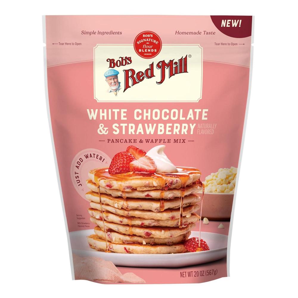 image:imageBobs Red Mill White Chocolate amp Strawberry Pancake Mix 20oz Pack of 4 Just Add Water Makes 3240 Pancakes per BagWhite Chocolate Strawberry