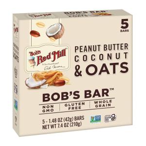 Bob’s Red Mill 5pk PB Coconut & Oats Bar, 5 bars (Pack of 1) – Non GMO, Gluten Free, Kosher(Coconut)