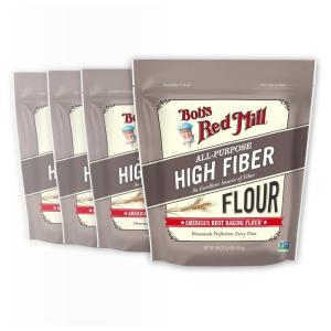 Bob’s Red Mill All Purpose High Fiber Flour – 3 lb Bag, 1-to-1 Baking Substitute, Excellent Source of Fiber, Non-GMO, Kosher(48 Ounce (Pack of 4))