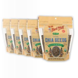 Bob’s Red Mill Organic Chia Seed, 12oz (Pack of 5) – Non GMO, Vegan, Keto Friendly, Paleo Friendly, Kosher(12 Ounce (Pack of 5))