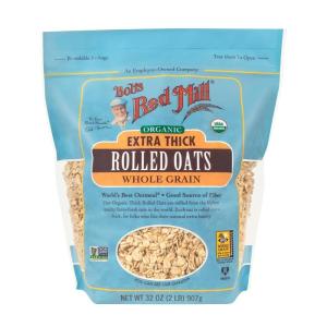 Bob’s Red Mill Organic Extra Thick Rolled Oats, 32oz (Pack of 4) – Non GMO, Whole Grain, Vegan, Kosher(OG Extra Thick)
