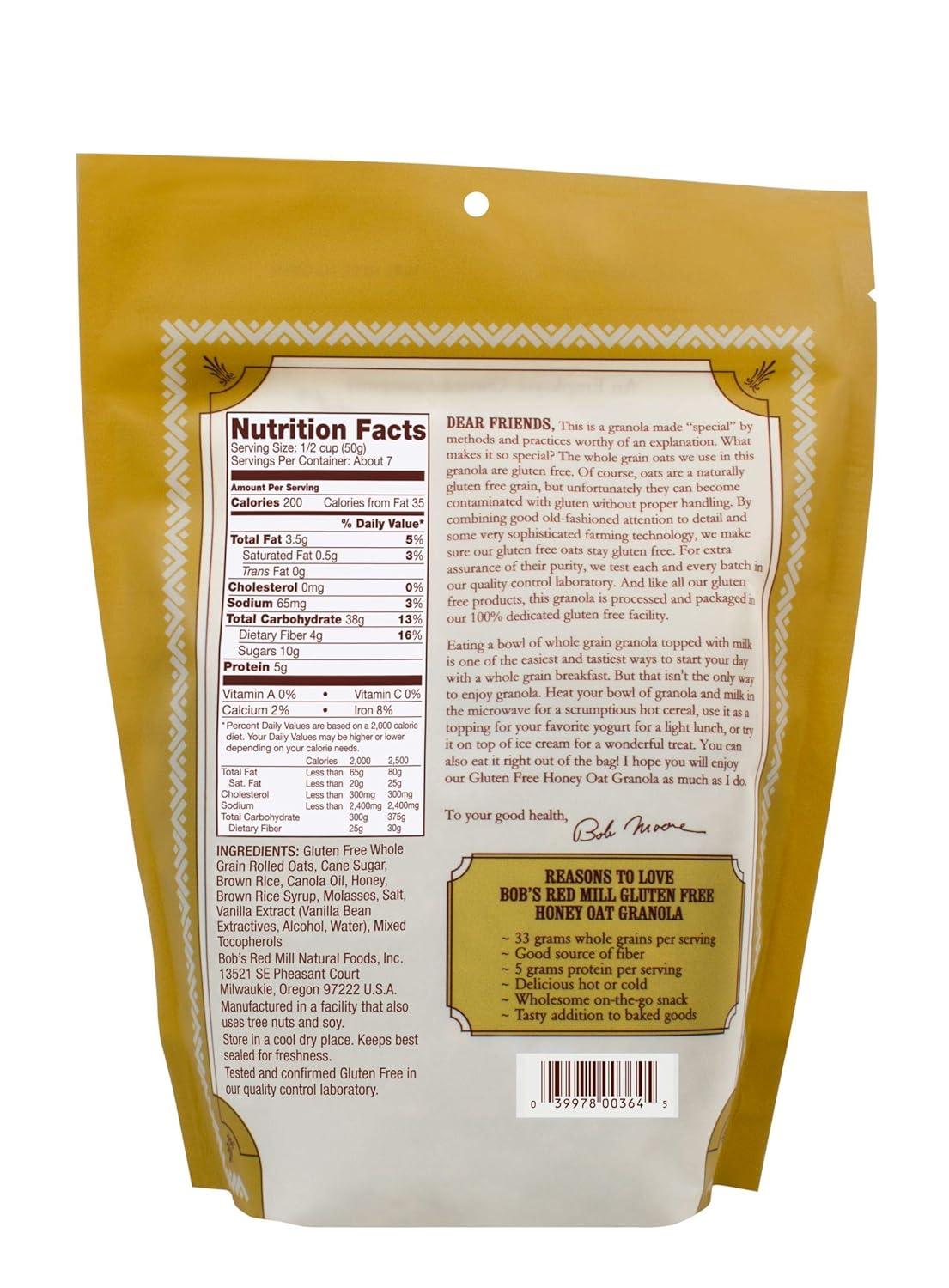 image:imageBobs Red Mill Gluten Free Honey Oat Granola 12oz Pack of 4 Gluten Free Whole Grain KosherHoney