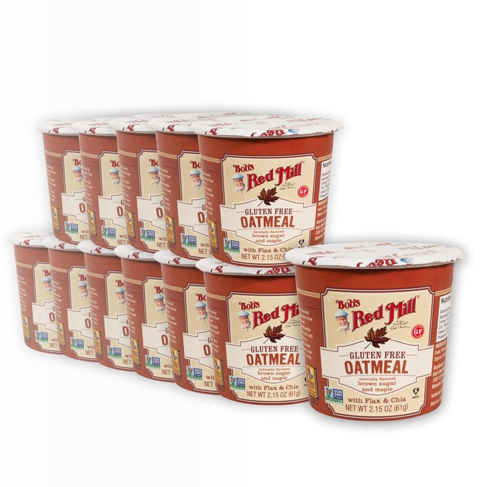 image:imageBobs Red Mill GF Oatmeal Cup Maple amp Brown Sugar 215 Ounce Cup Pack of 12  Non GMO Whole Grain Kosher12 Count Pack of 1
