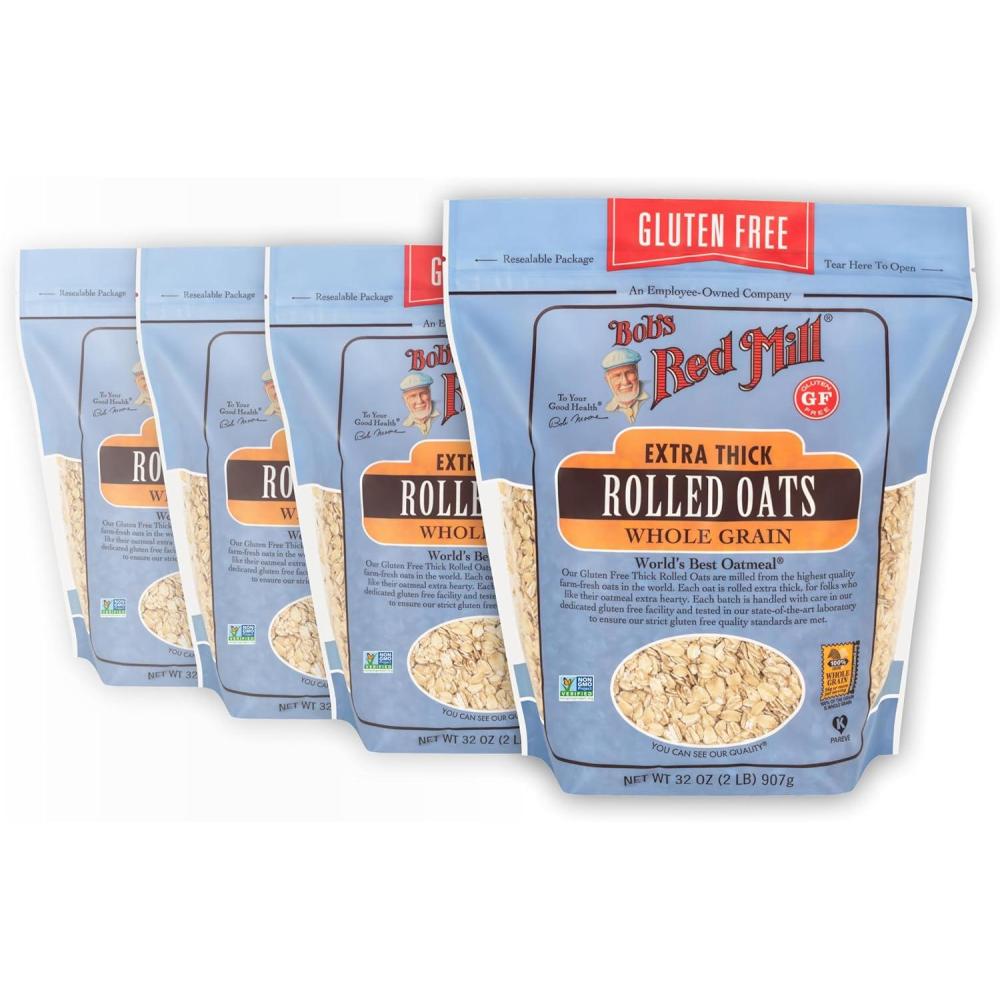 image:imageBobs Red Mill Gluten Free Extra Thick Rolled Oats 32ounce Pack of 4