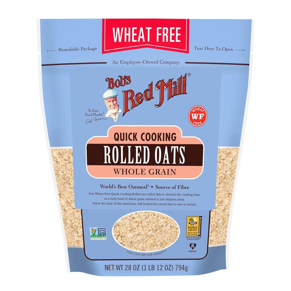 image:imageBobs Red Mill Gluten Free Quick Cooking Rolled Oats 28oz Pack of 4 Non GMO Whole Grain Vegan KosherGF Quick Rolled Oats