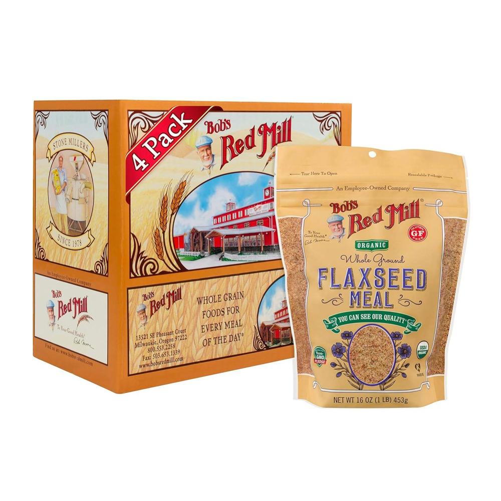 image:imageBobs Red Mill Organic Flaxseed Meal 16oz Pack of 4  Non GMO Vegan Paleo Friendly Keto Friendly Kosher1 Pound Pack of 4