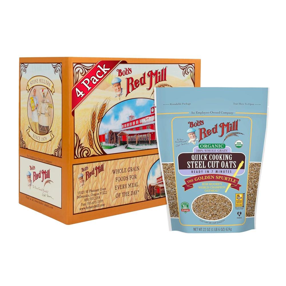 image:imageBobs Red Mill Organic Quick Cooking Steel Cut Oats 22oz Pack of 4  Non GMO Whole Grain Vegan Kosher22 Ounce Pack of 1