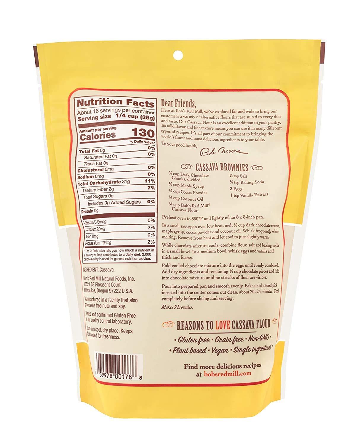 image:imageBobs Red Mill Cassava Flour 20oz Pack of 4 Non GMO Gluten Free Vegan Paleo Friendly KosherResealable