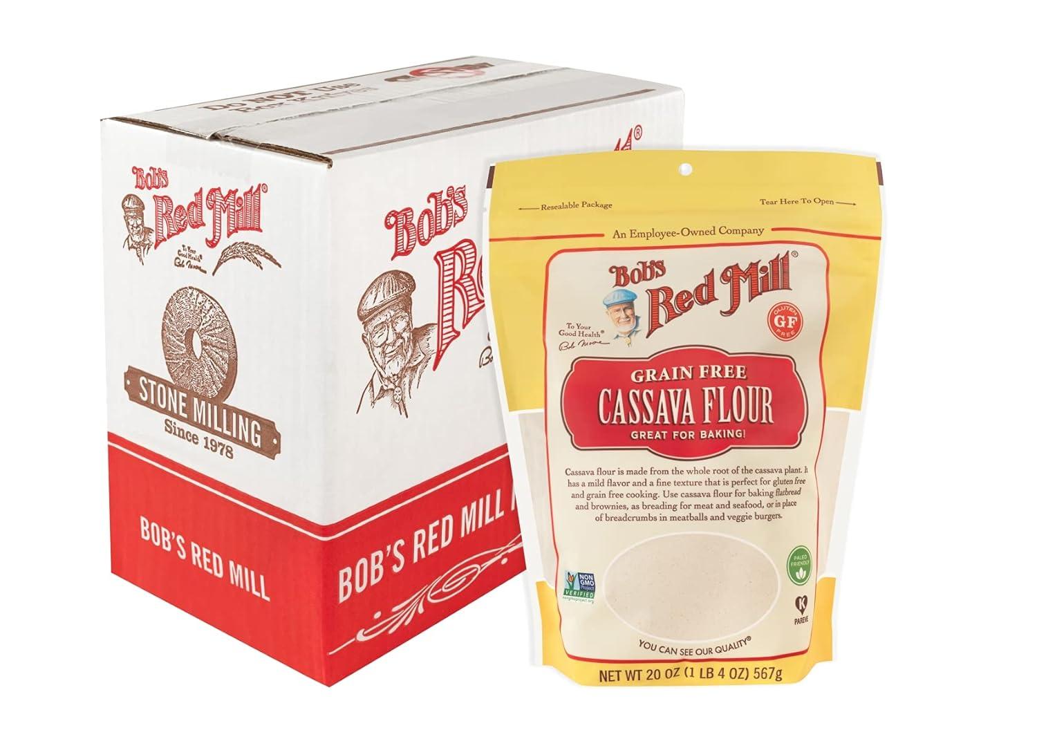 image:imageBobs Red Mill Cassava Flour 20oz Pack of 4 Non GMO Gluten Free Vegan Paleo Friendly KosherResealable