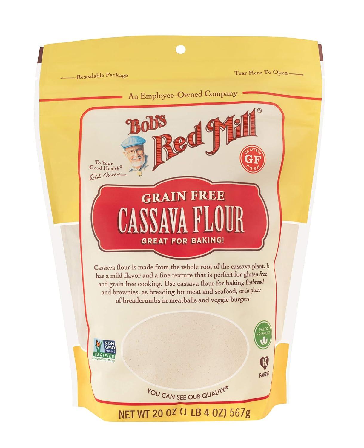 image:imageBobs Red Mill Cassava Flour 20oz Pack of 4 Non GMO Gluten Free Vegan Paleo Friendly KosherResealable