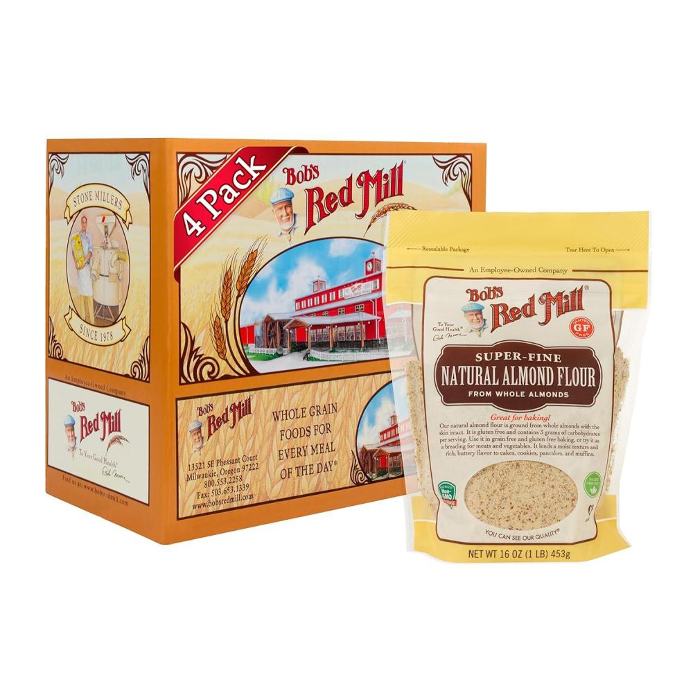 image:imageBobs Red Mill Natural Almond Flour 16oz Pack of 4  Non GMO Vegan Paleo Friendly Keto Friendly Kosher64 Ounce Pack of 1