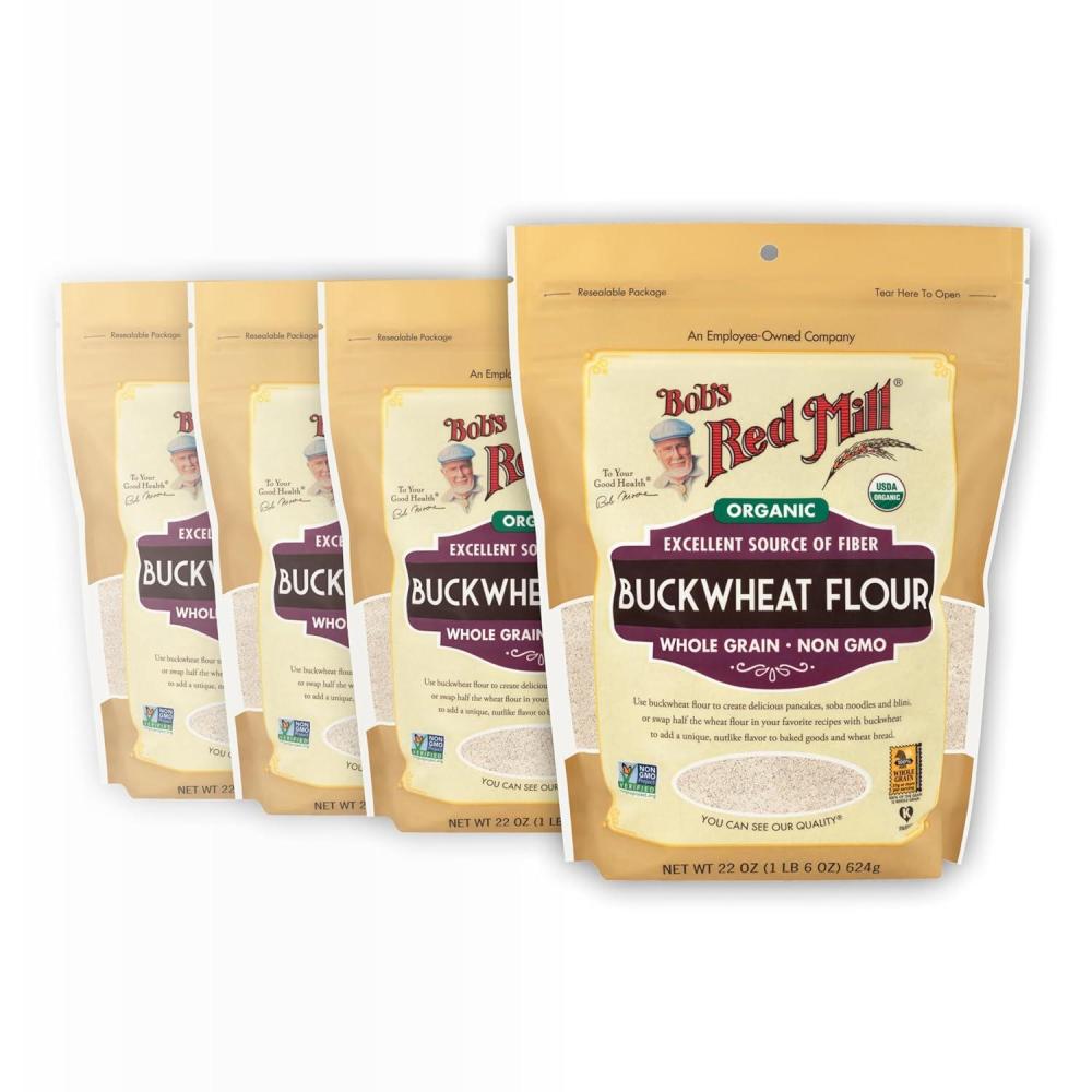 image:imageBobs Red Mill Organic Buckwheat Flour 22oz Pack of 4  Non GMO Whole Grain Vegan Kosher22 Ounce Pack of 4