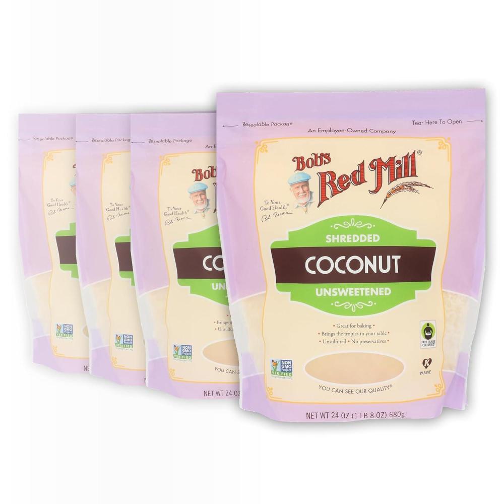 image:imageBobs Red Mill Shredded Coconut 24oz Pack of 4  Non GMO Fair Trade Certified Vegan Paleo Friendly Keto Friendly Friendly Kosher24 Ounce Pack of 4