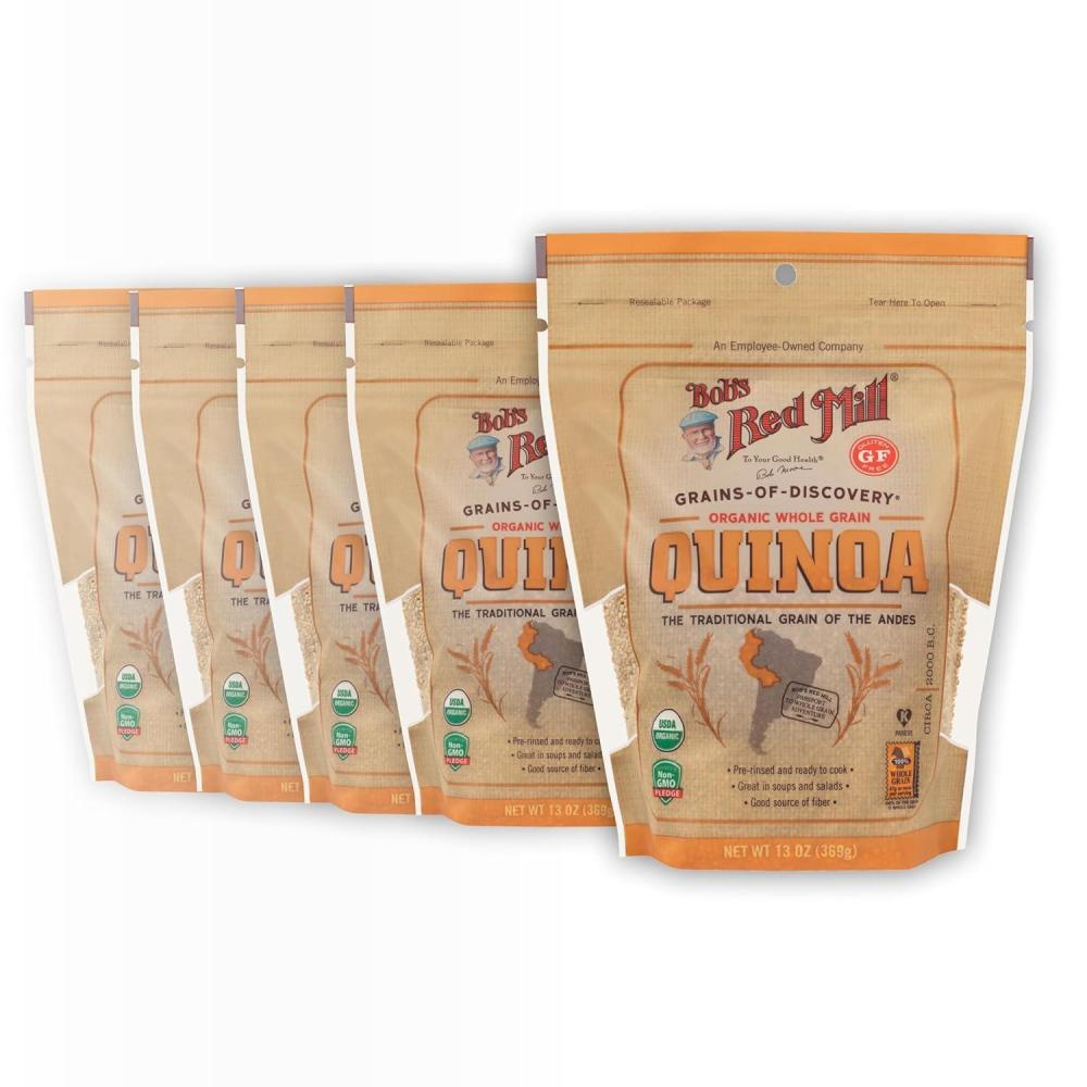 image:imageBobs Red Mill Organic White Quinoa 13oz Pack of 5 Non GMO Whole Grain Vegan Kosher13 Ounce Pack of 5