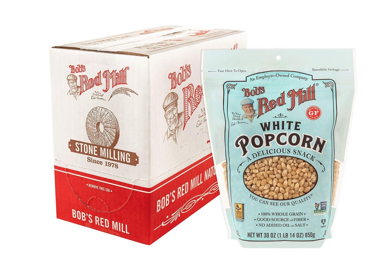 image:imageBobs Red Mill White Popcorn 30oz Pack of 4 Non GMO Whole Grain Vegan KosherResealable