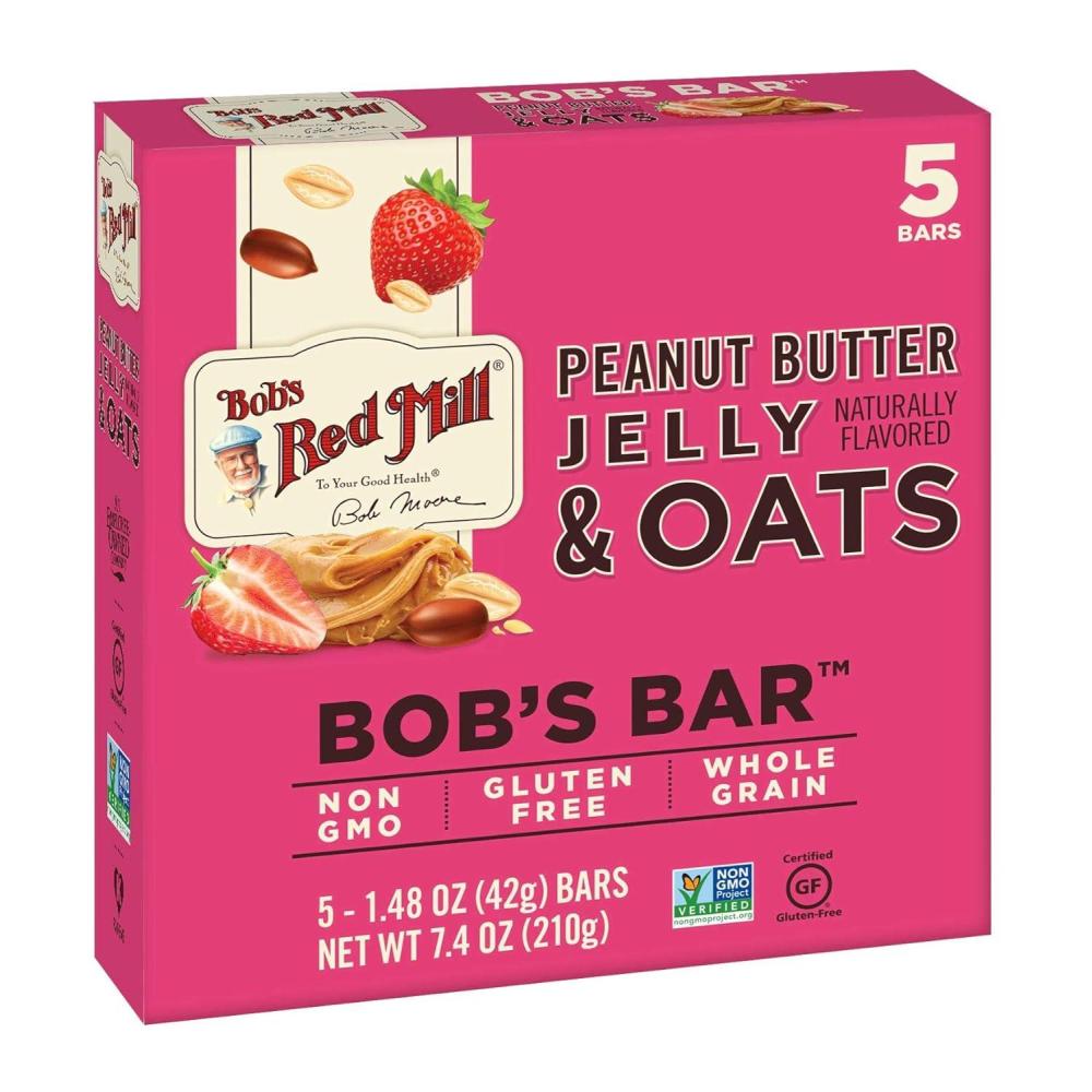 image:imageBobs Red Mill Peanut Butter Jelly amp Oats Snack Bar  5 Bars Pack of 1  Gluten Free NonGMO Whole GrainPeanut Butter Jelly