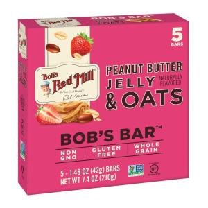 Bob’s Red Mill Peanut Butter Jelly & Oats Snack Bar – 5 Bars (Pack of 1) – Gluten Free, Non-GMO, Whole Grain(Peanut Butter Jelly)