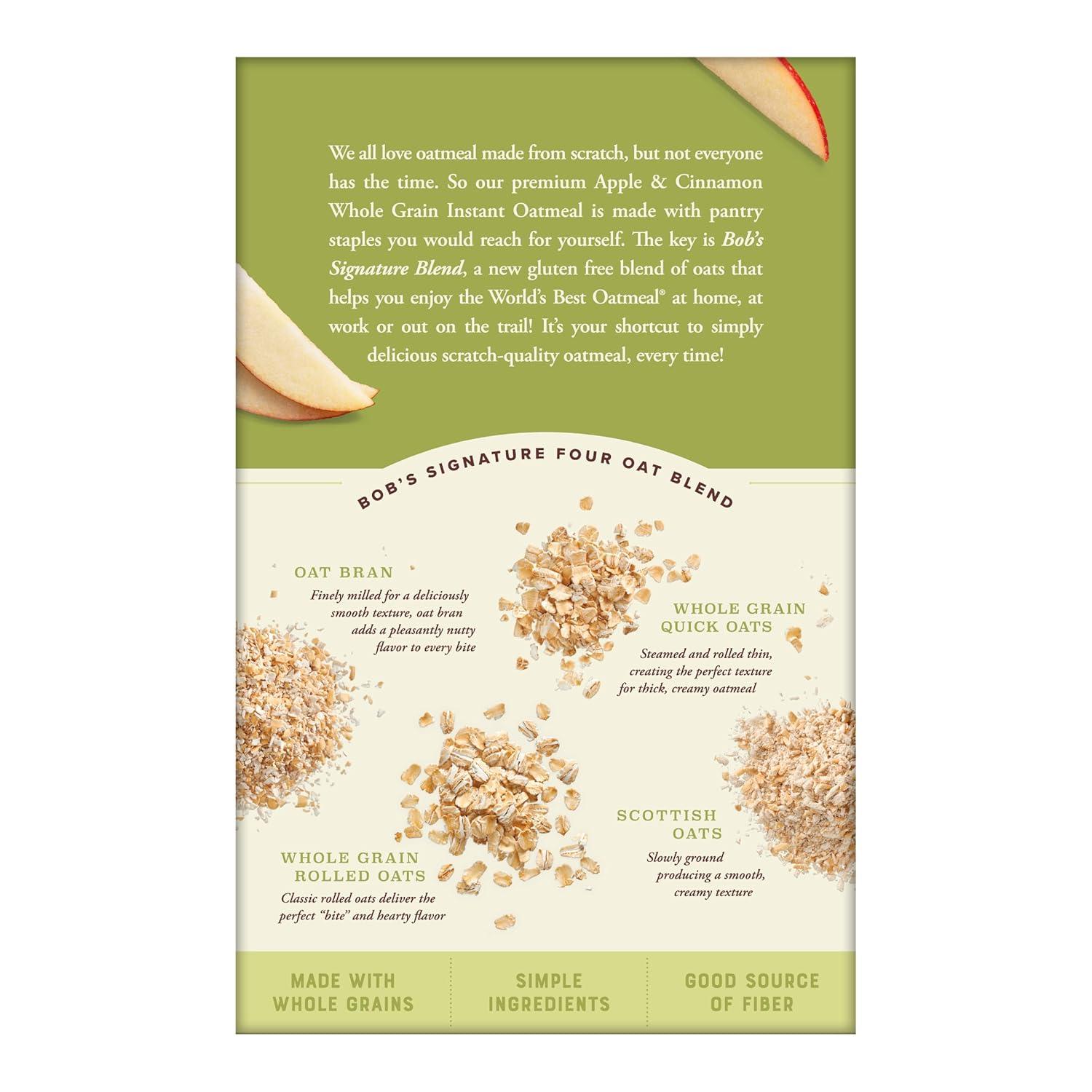 image:imageBobs Red Mill Instant Oatmeal Packets Chocolate Chip 1 Box6 Packets per Box NonGMO Gluten Free Whole GrainApple Cinnamon