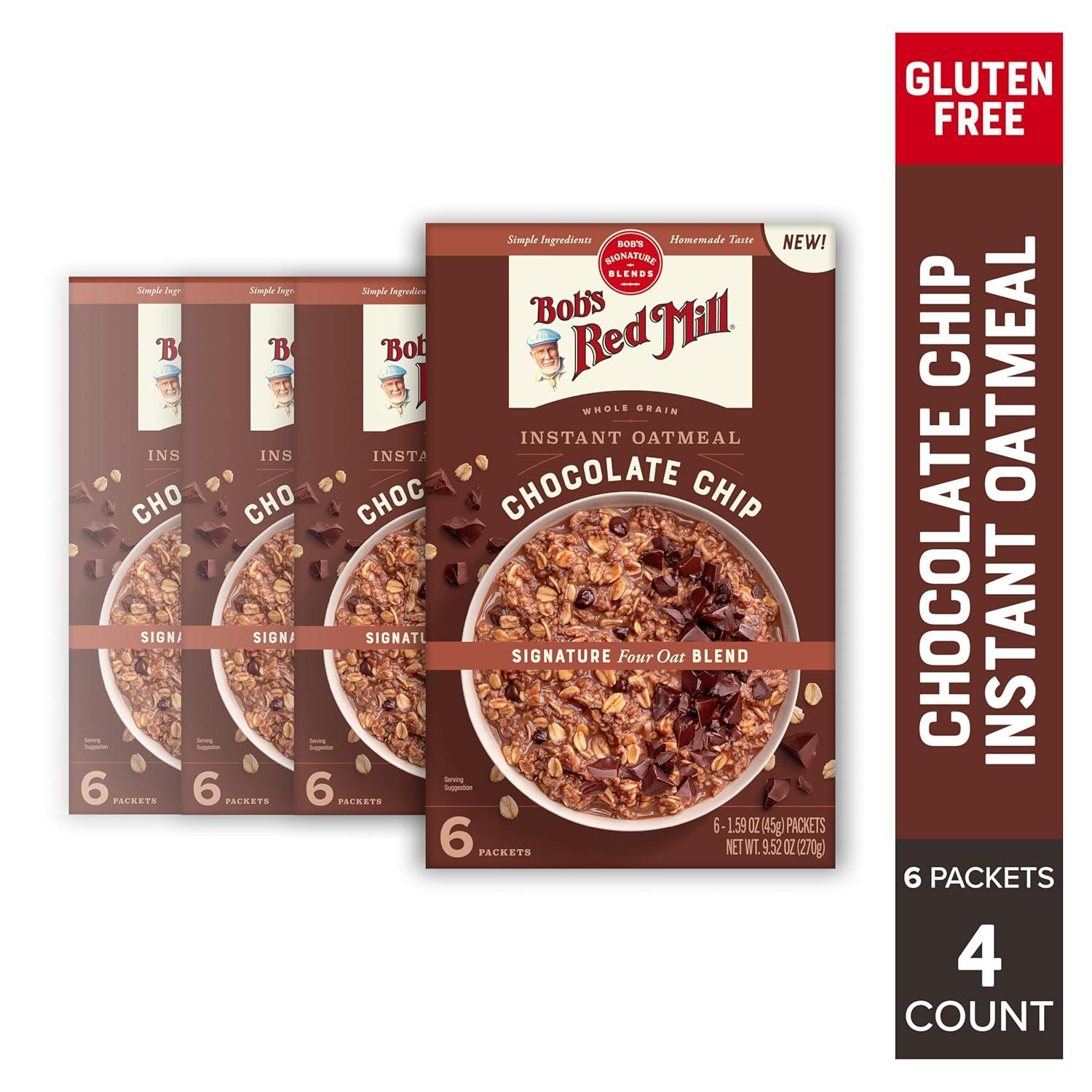 image:imageBobs Red Mill Instant Oatmeal Packets Chocolate Chip 1 Box6 Packets per Box NonGMO Gluten Free Whole GrainChocolate Chip