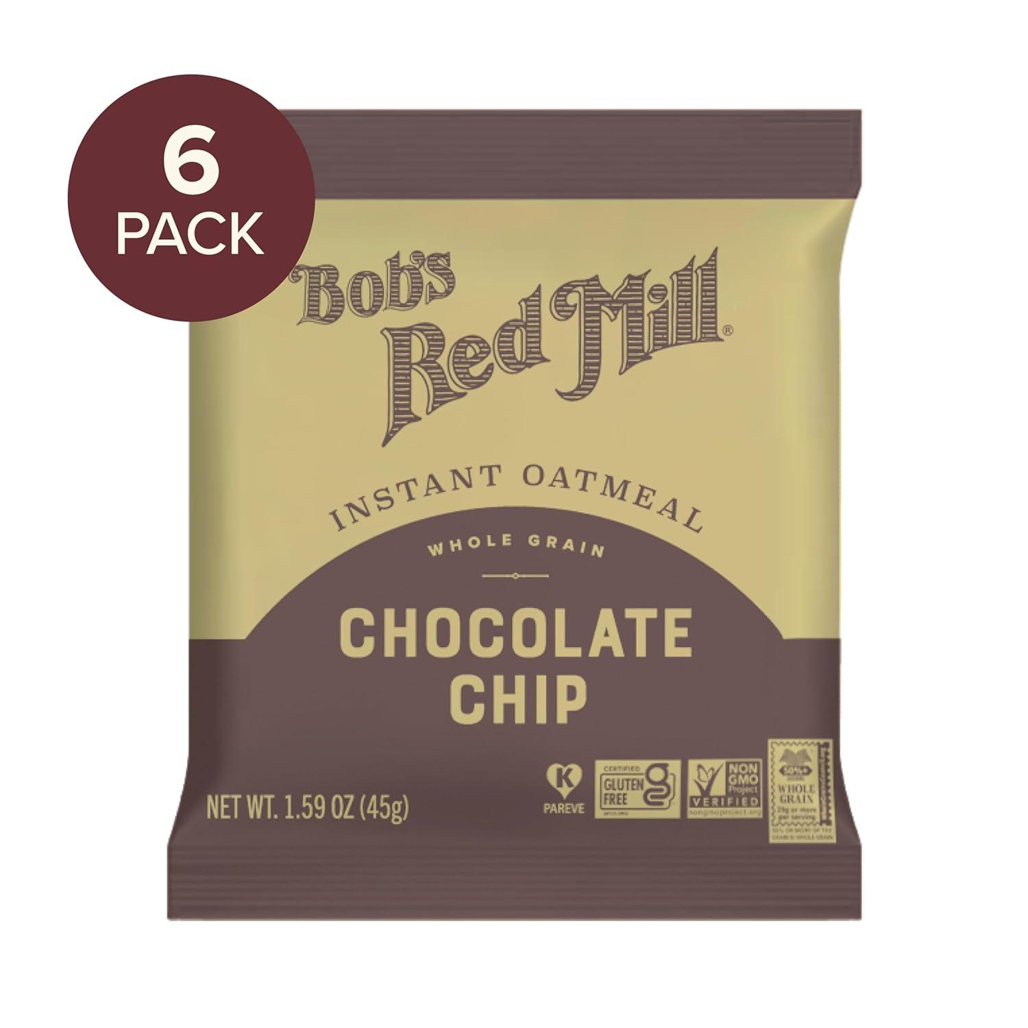 image:imageBobs Red Mill Instant Oatmeal Packets Chocolate Chip 1 Box6 Packets per Box NonGMO Gluten Free Whole GrainChocolate Chip