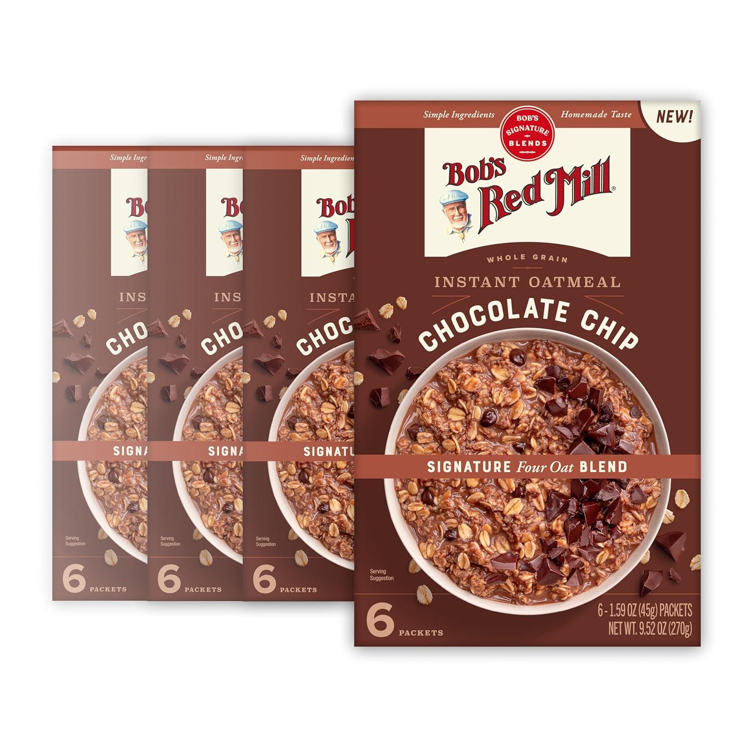 image:imageBobs Red Mill Instant Oatmeal Packets Chocolate Chip 1 Box6 Packets per Box NonGMO Gluten Free Whole GrainChocolate Chip