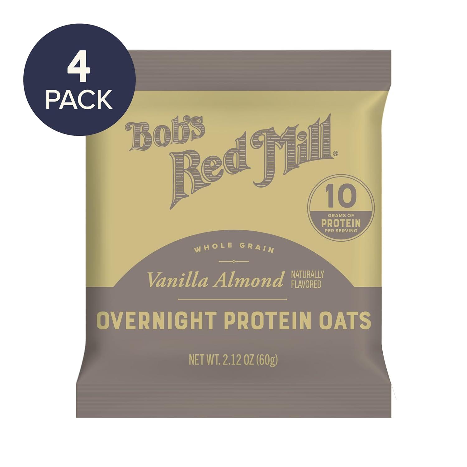 image:imageBobs Red Mill Overnight Protein Oat Packets Chocolate Hazelnut 4 Boxes4 Packets per Box NonGMO Gluten Free Whole GrainVanilla Almond
