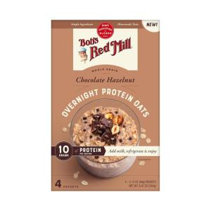 Bob’s Red Mill Overnight Protein Oat Packets, Chocolate Hazelnut (4 Boxes/4 Packets per Box), Non-GMO, Gluten Free, Whole Grain(Chocolate Hazelnut)