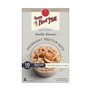 Bob’s Red Mill Overnight Protein Oat Packets, Chocolate Hazelnut (4 Boxes/4 Packets per Box), Non-GMO, Gluten Free, Whole Grain(Vanilla Almond)