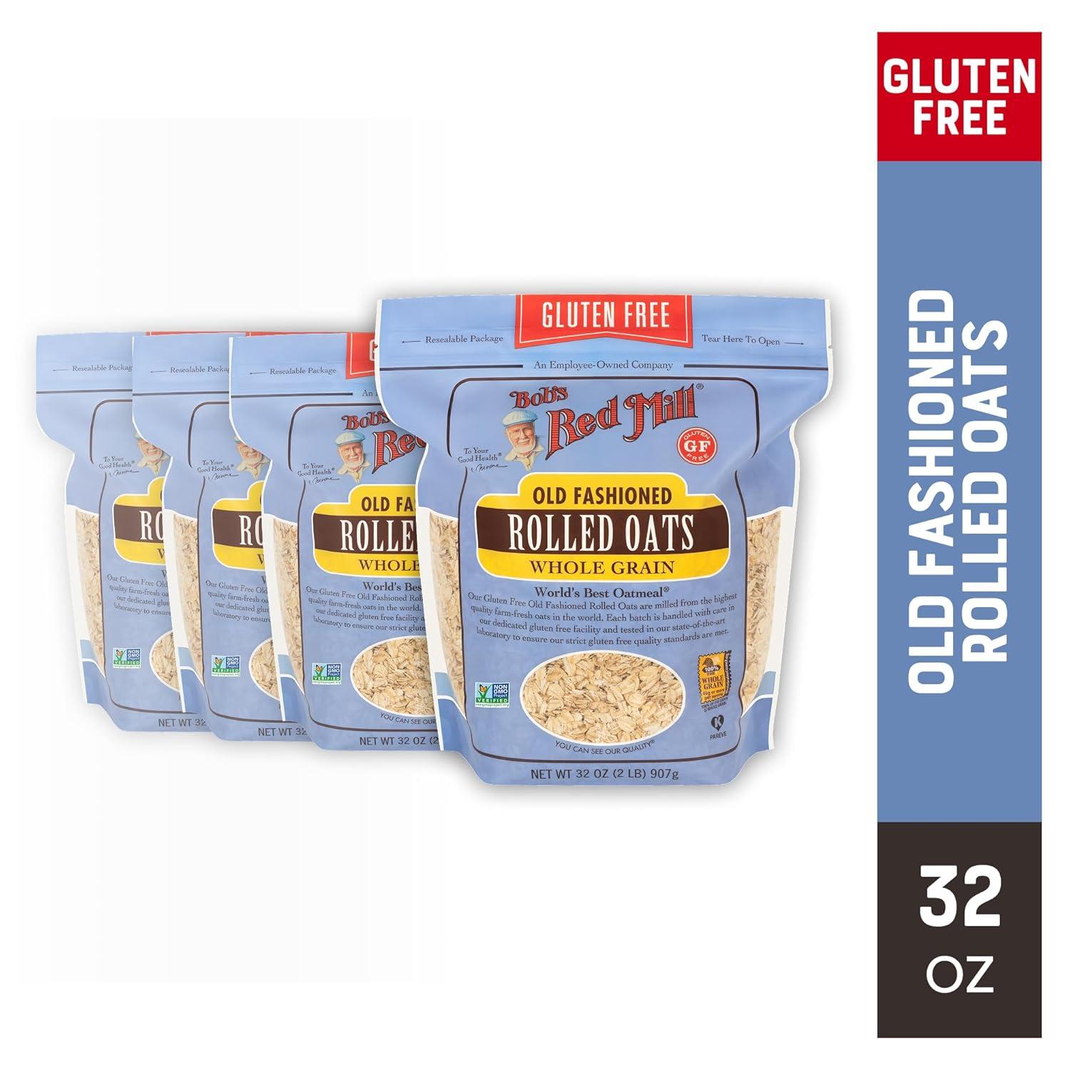 image:imageBobs Red Mill Gluten Free Old Fashioned Rolled Oats 16oz Pack of 4 NonGMO Gluten Free Whole GrainGF Old Fashioned
